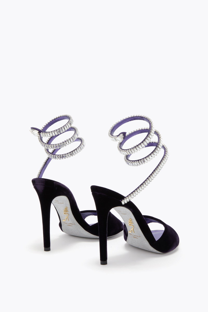 RENE CAOVILLA CLEO SPARK SANDAL IN PURPLE VELVET 105 outlook