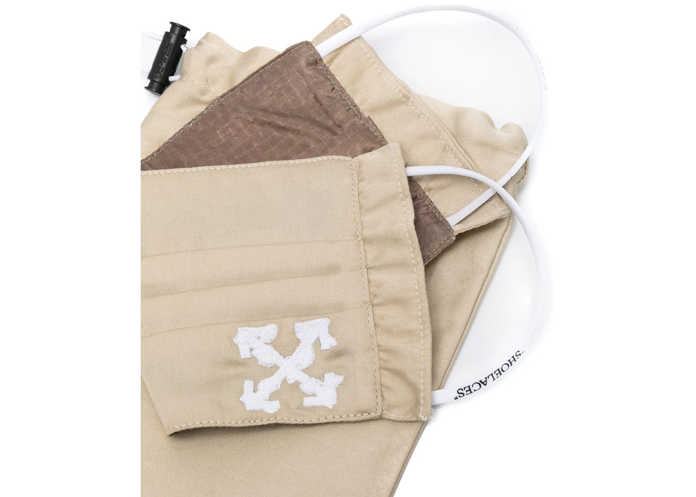 OFF-WHITE Embroidered Arrows Mask/Bag Beige/White - 3