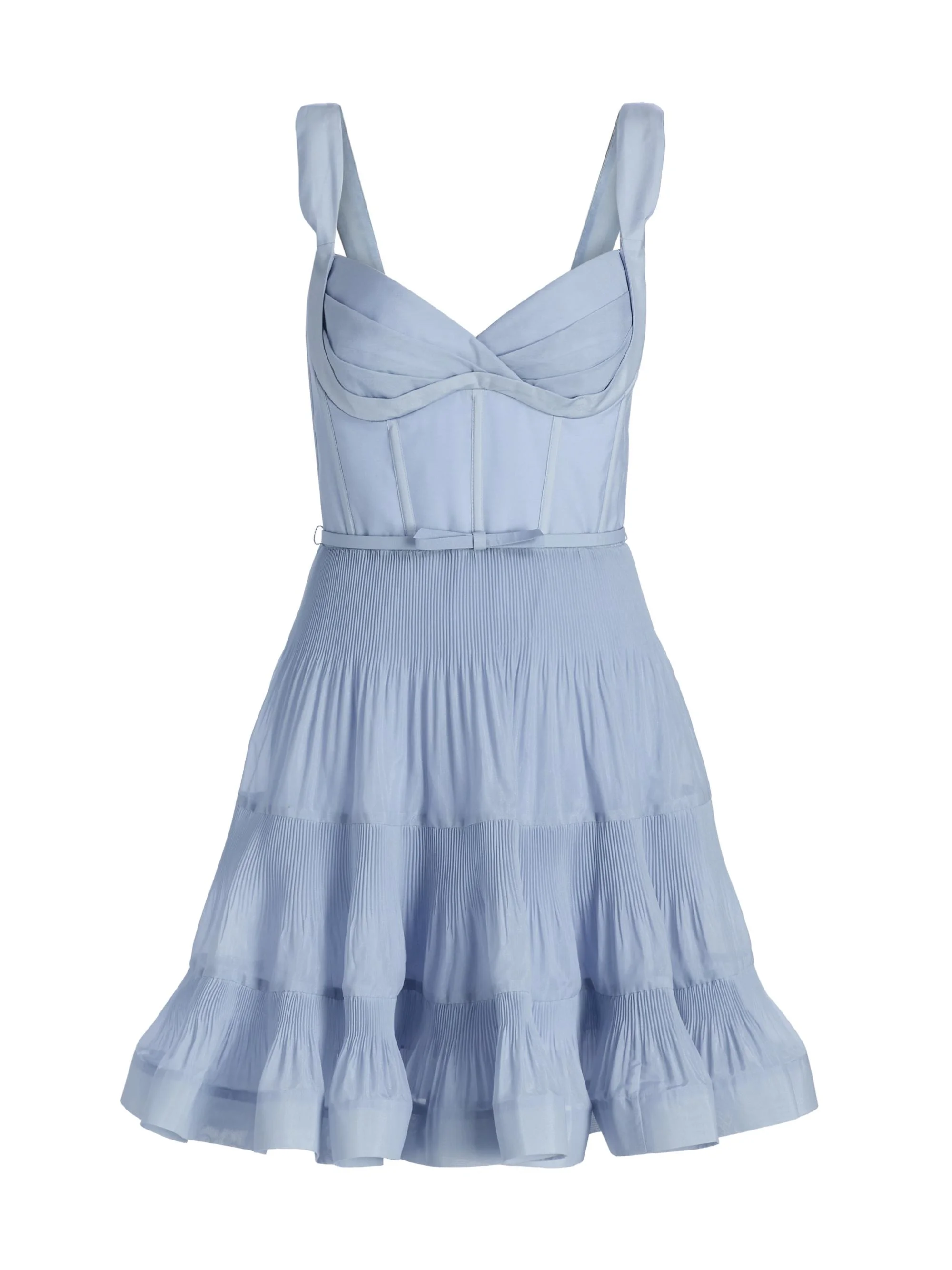 Women's Belted Tiered Sleeveless Fit & Flare Minidress - Steel Blue - 1