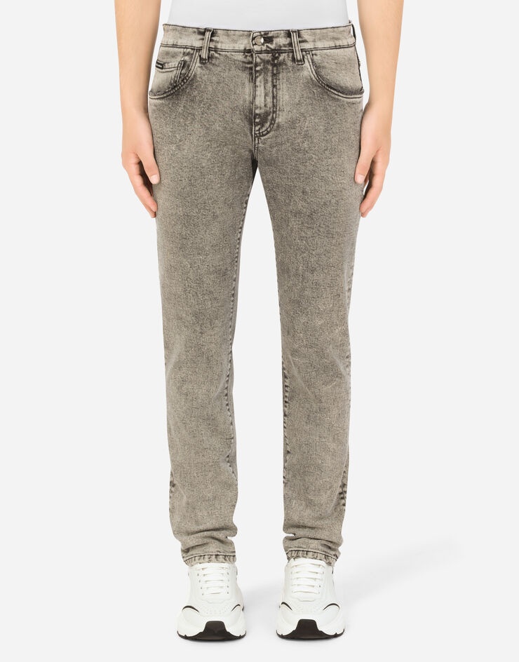 Light gray wash skinny stretch jeans - 2
