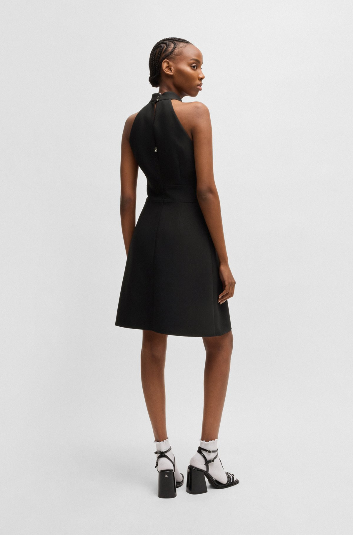 MOCK-NECK DRESS IN STRETCH FABRIC - 4