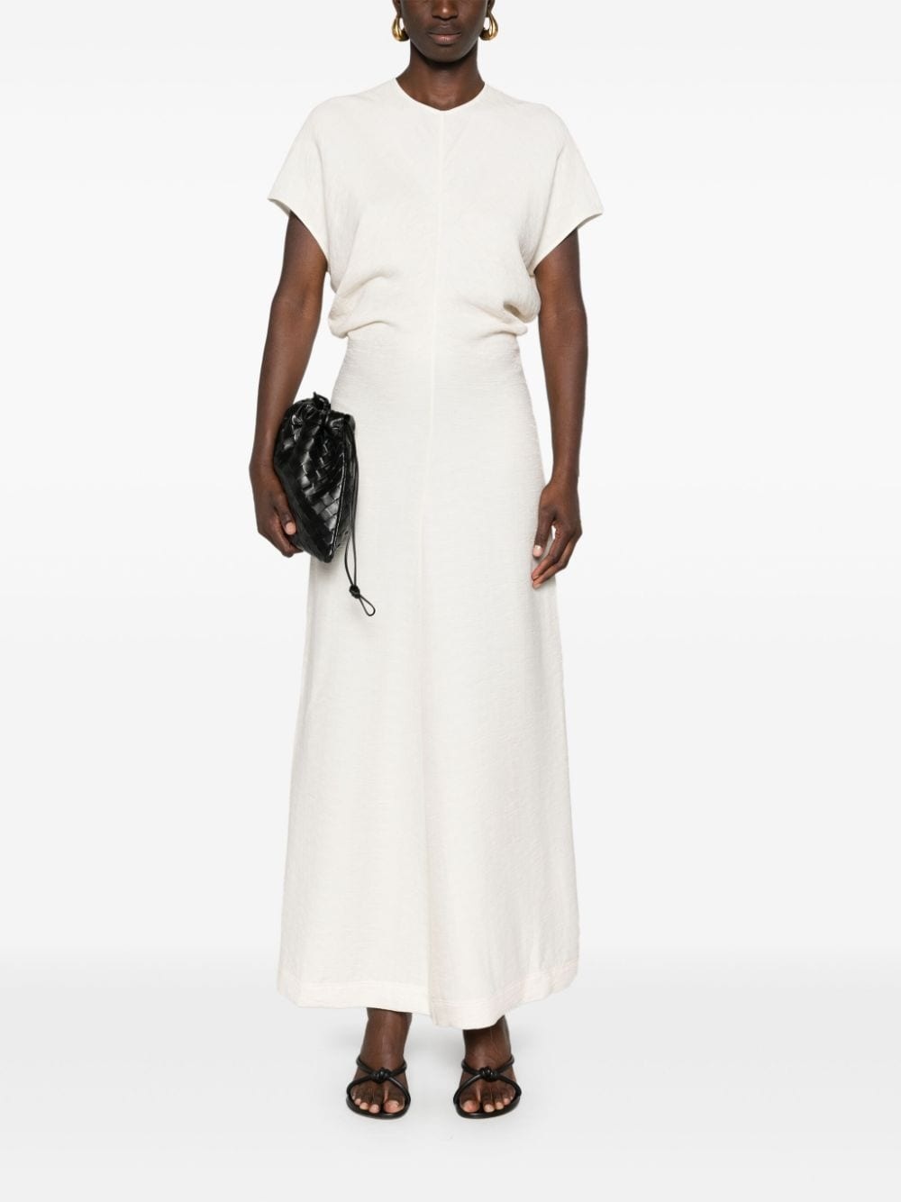 draped-detailing textured maxi dress - 2