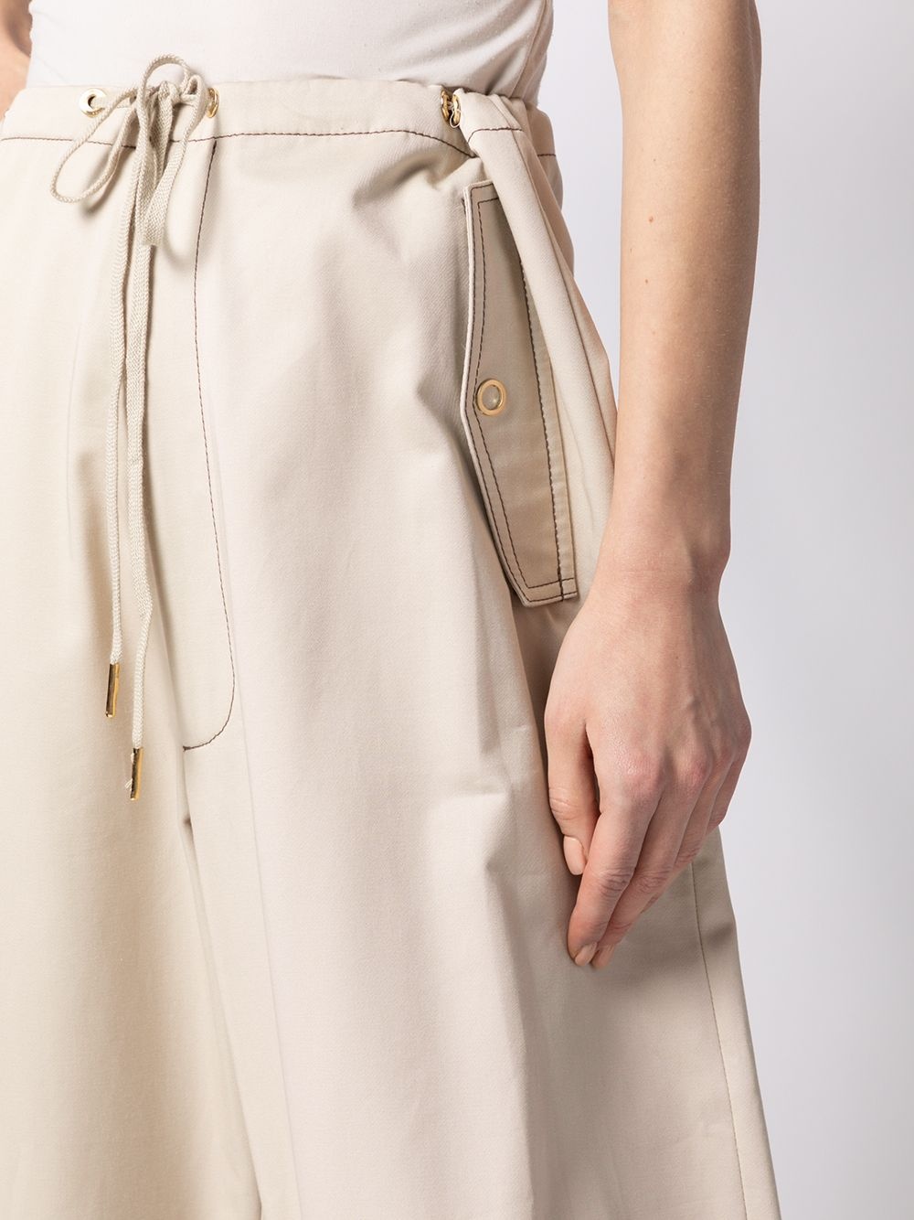 eyelet tie tapered trousers - 5