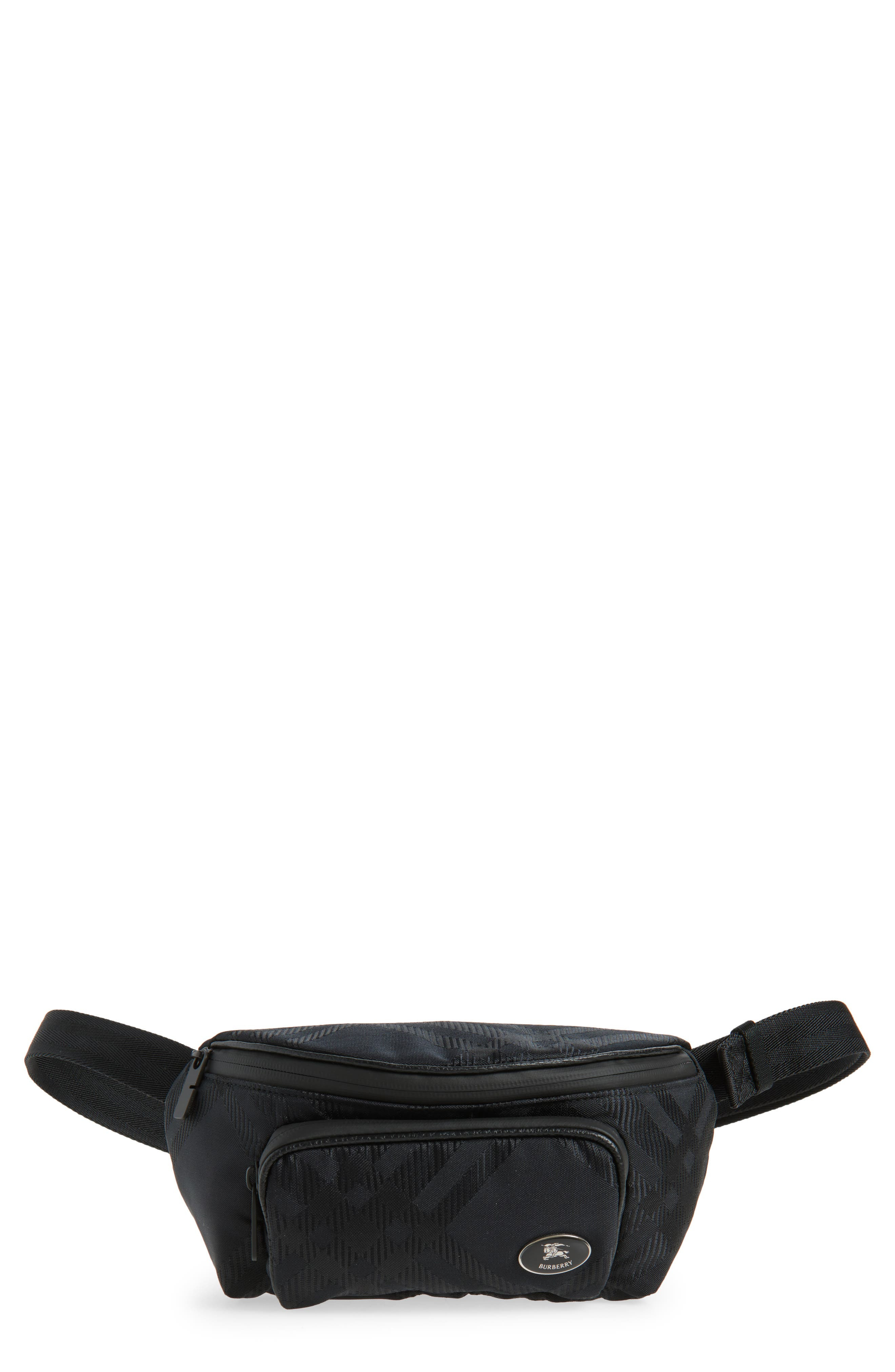 burberry Small Check Belt Bag in Black at Nordstrom - 1