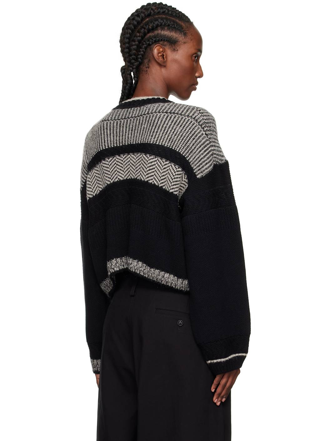 Black Design Knit Cardigan - 3