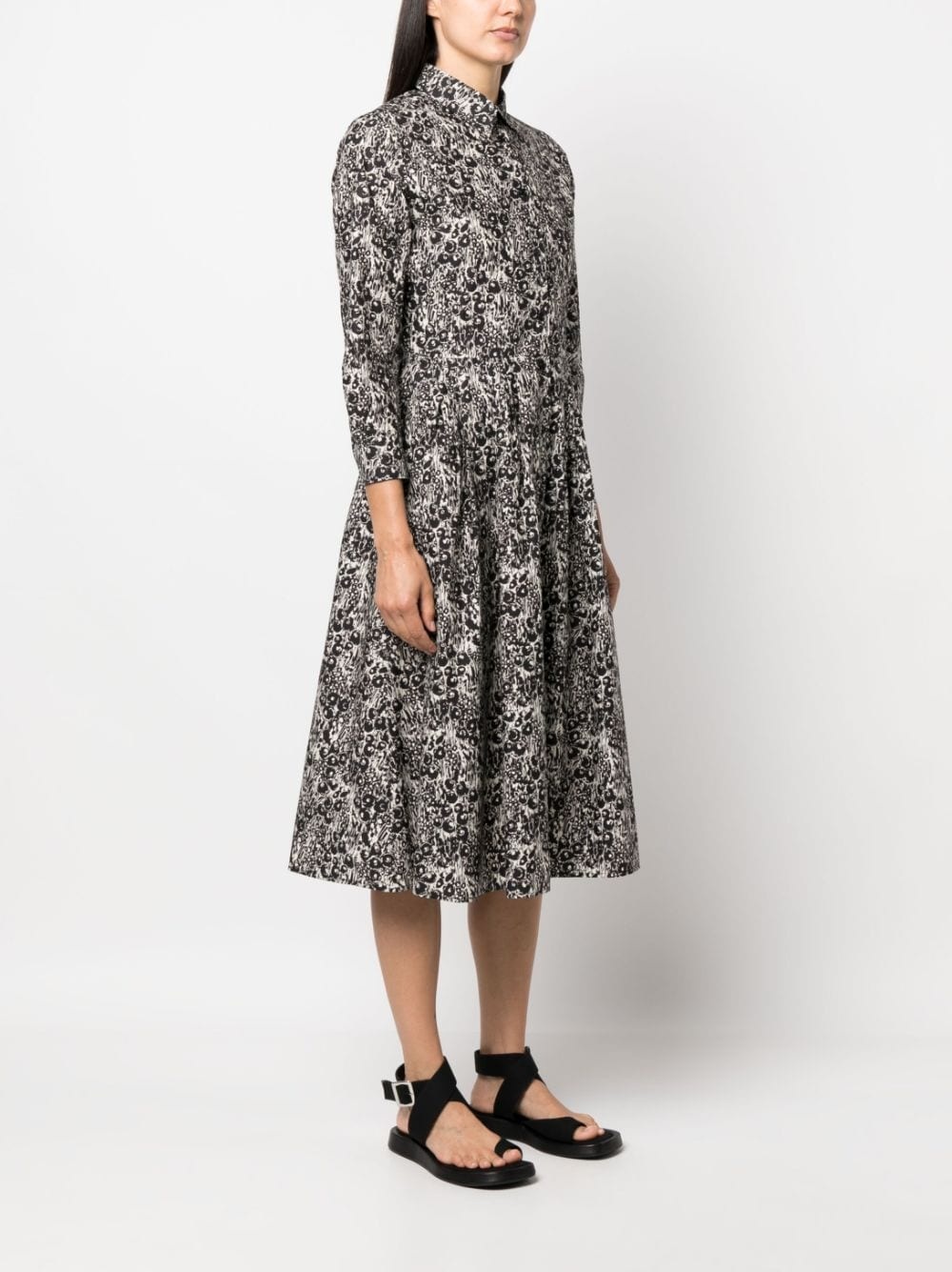 graphic-print long-sleeve shirtdress - 3