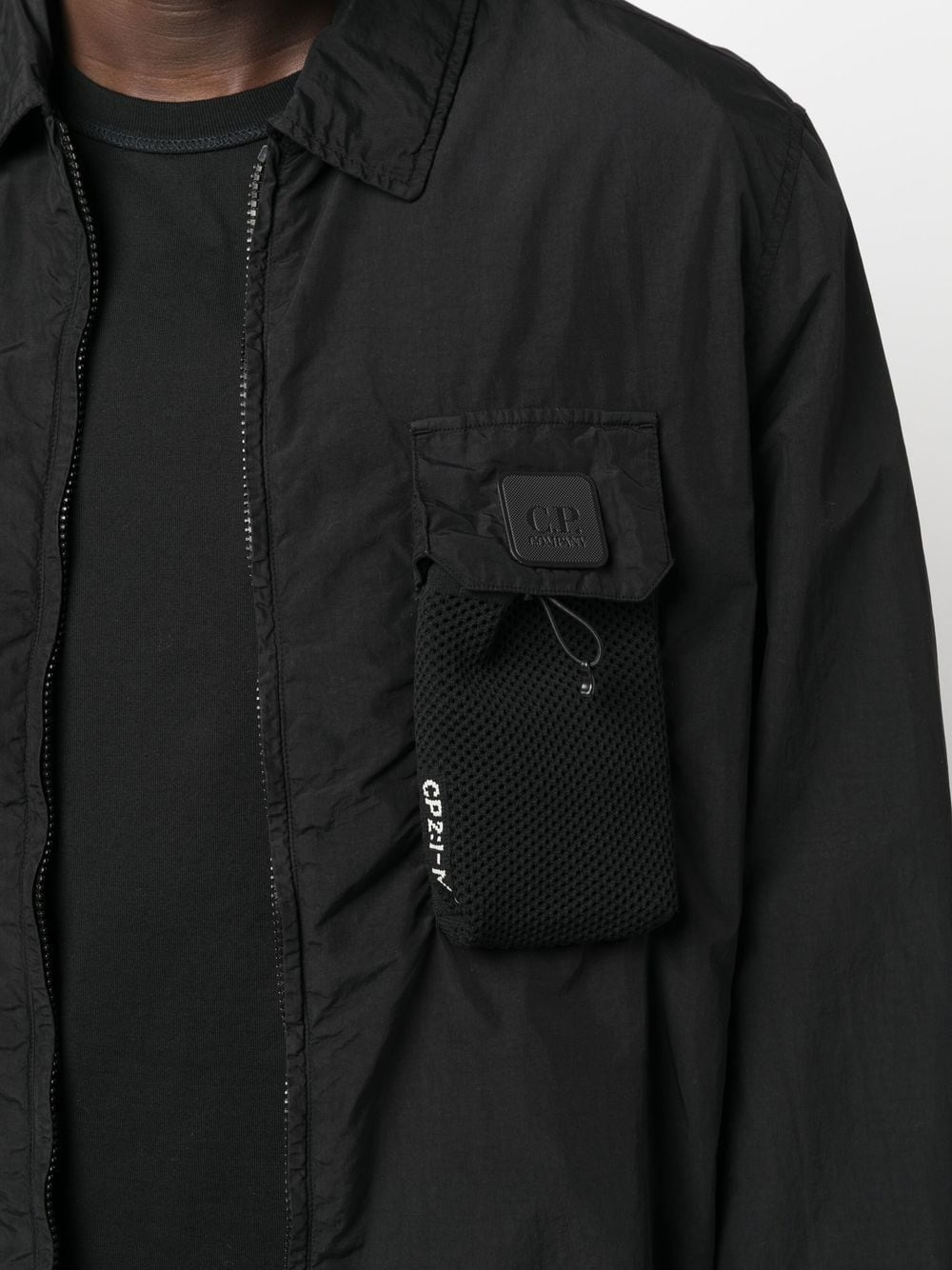 mesh-pocket shirt jacket - 5