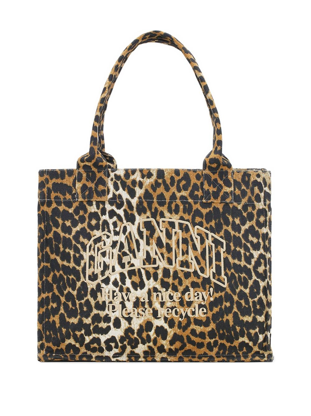leopard-print canvas tote bag - 2