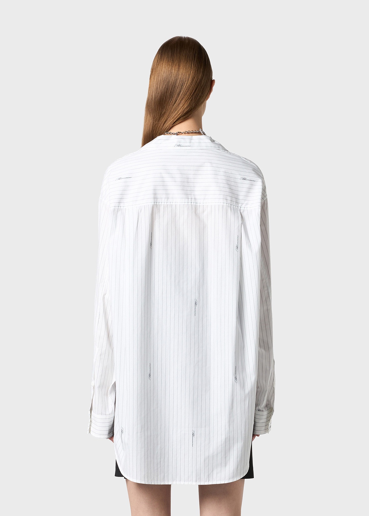STRIPED OVERSIZED SHIRT WITH BLUMARINE LOGO - 4