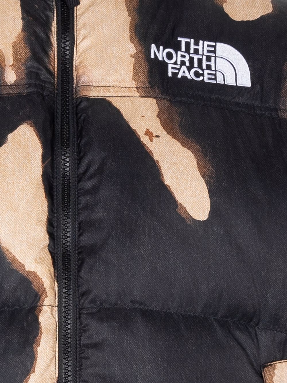 x TNF bleached denim print Nuptse jacket - 3