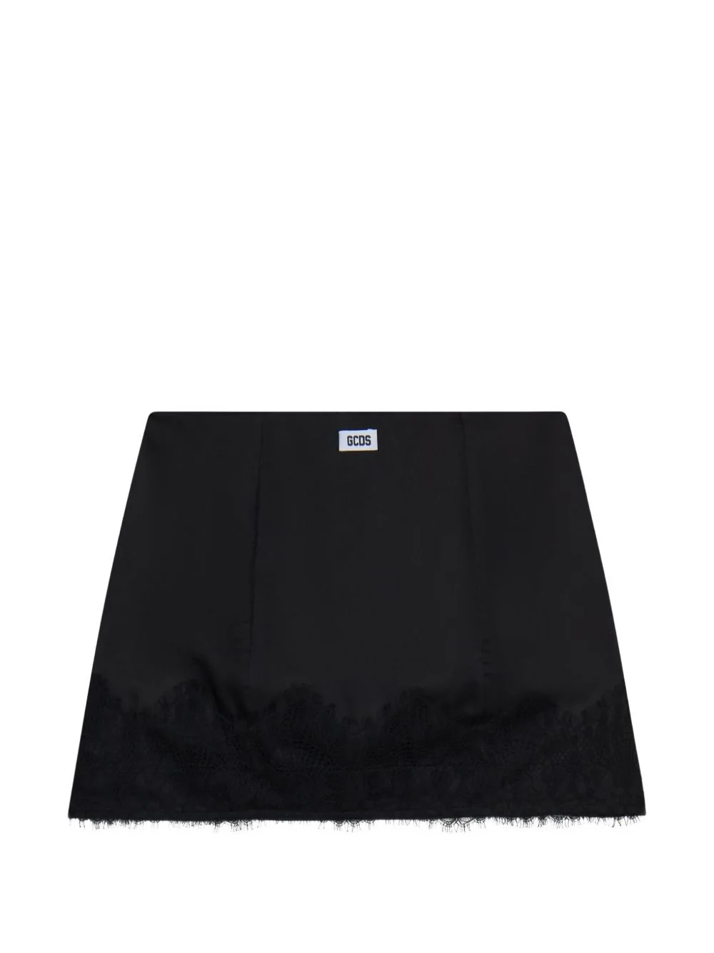 lace-trim satin mini skirt - 1
