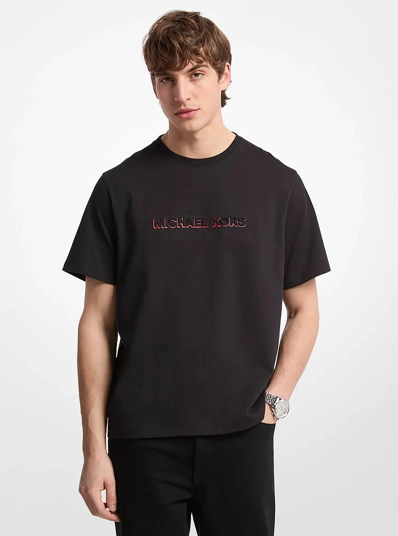 Logo Embossed Cotton Jersey T-Shirt - 1