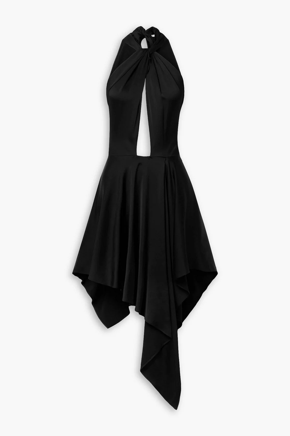 Cutout asymmetric seersucker halterneck mini dress - 1