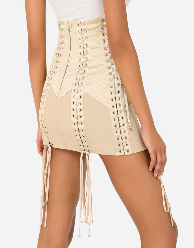 Jersey miniskirt with laces and eyelets - 4