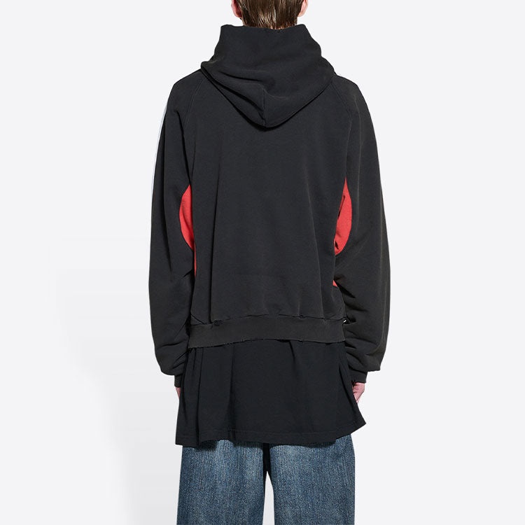 Balenciaga x adidas Fleece Hoodie Slim Fit 'Black Red' 712395TNVA81003 - 4