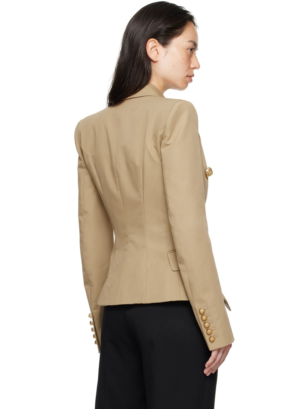 Beige 6-Button Blazer - 3