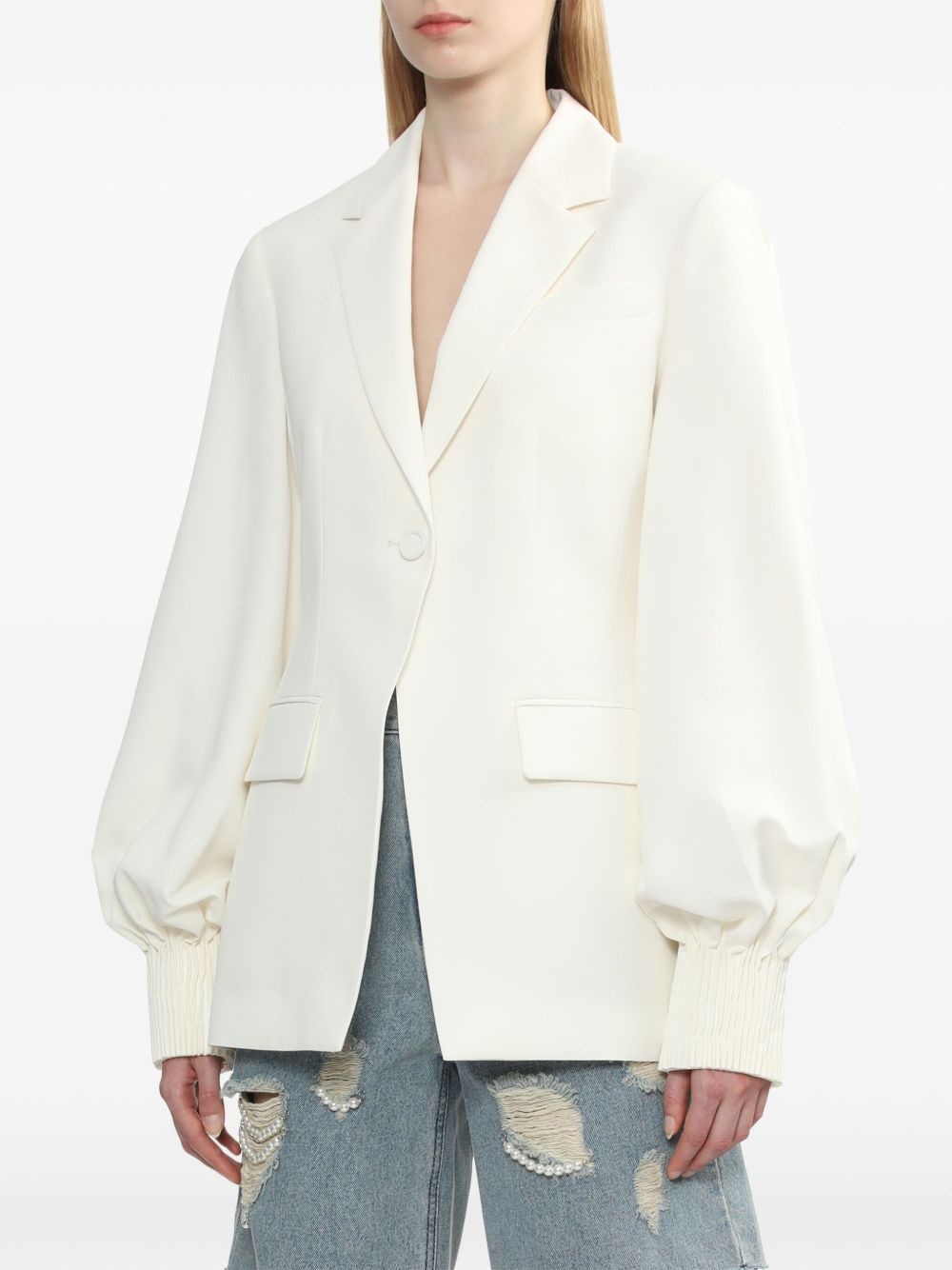single-button gathered-sleeve jacket - 3