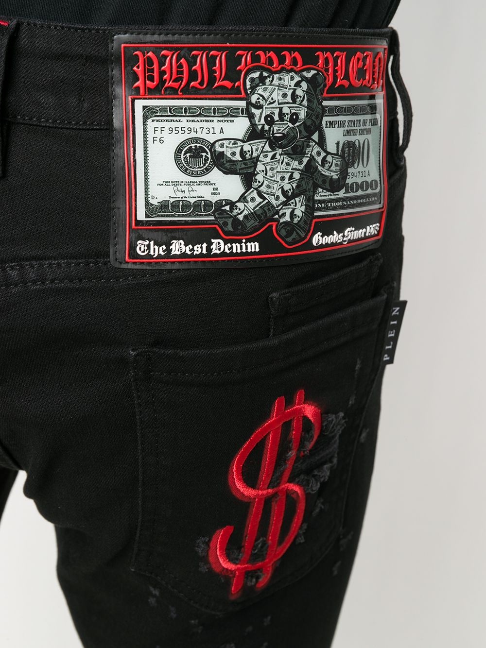 dollar embroidered super straight cut jeans - 5