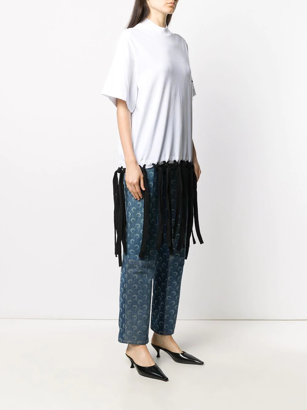 fringed embroidered logo T-shirt - 3