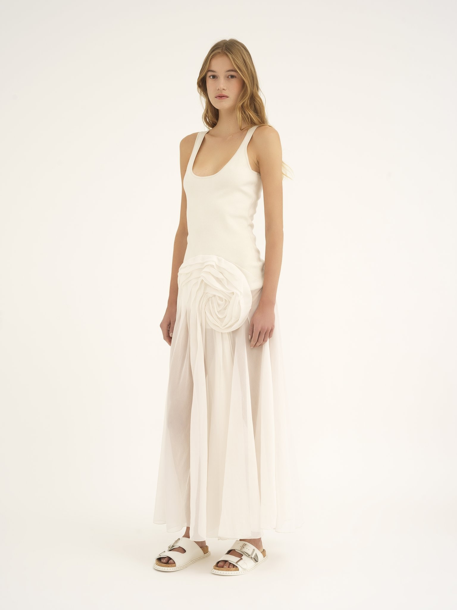 BI-MATERIAL LONG TANK DRESS - 4