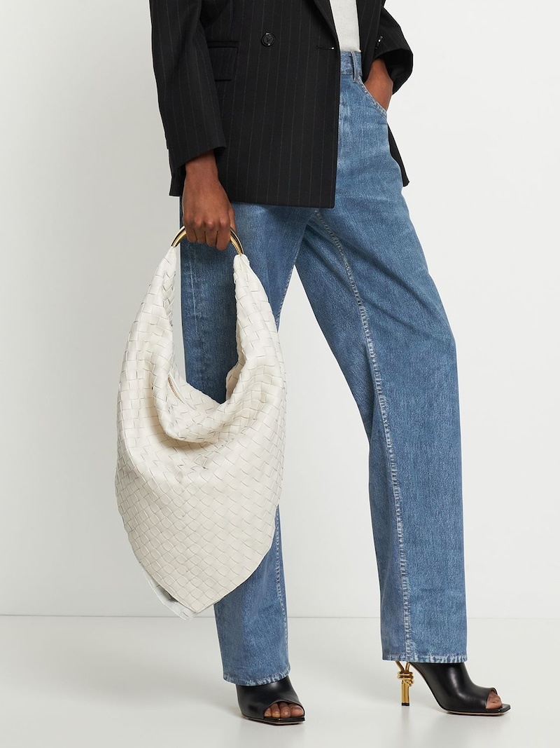 【関税込み】Bottega Veneta ホワイト＆ブルー Foulard バッグ Bottega Veneta Foulard leather shoulder bag | luisaviaroma