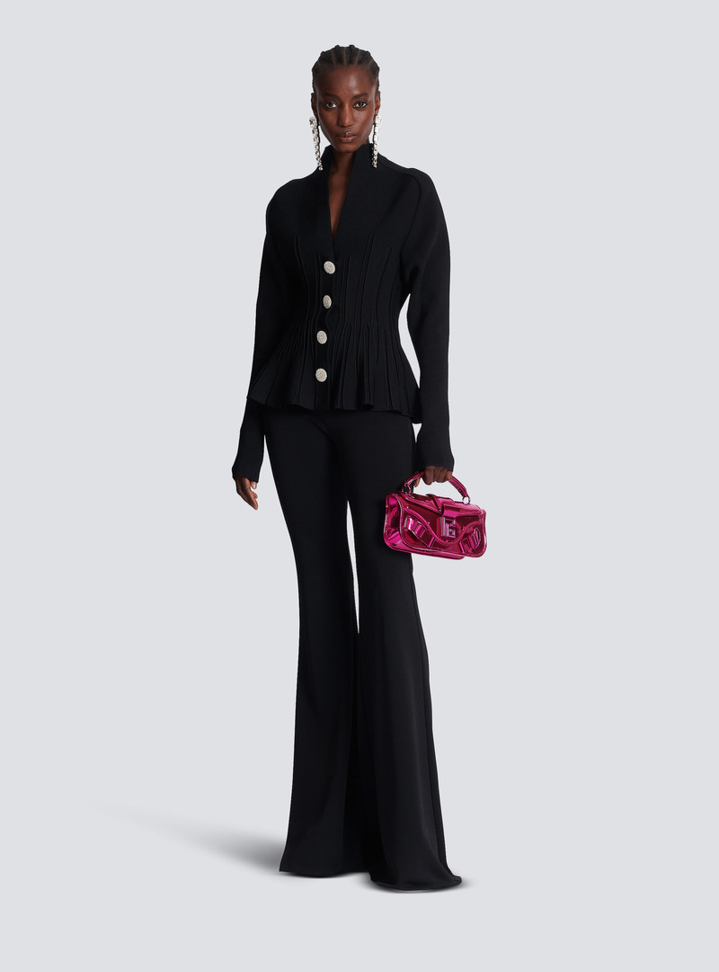 Balmain Ribbed knit peplum cardigan outlook