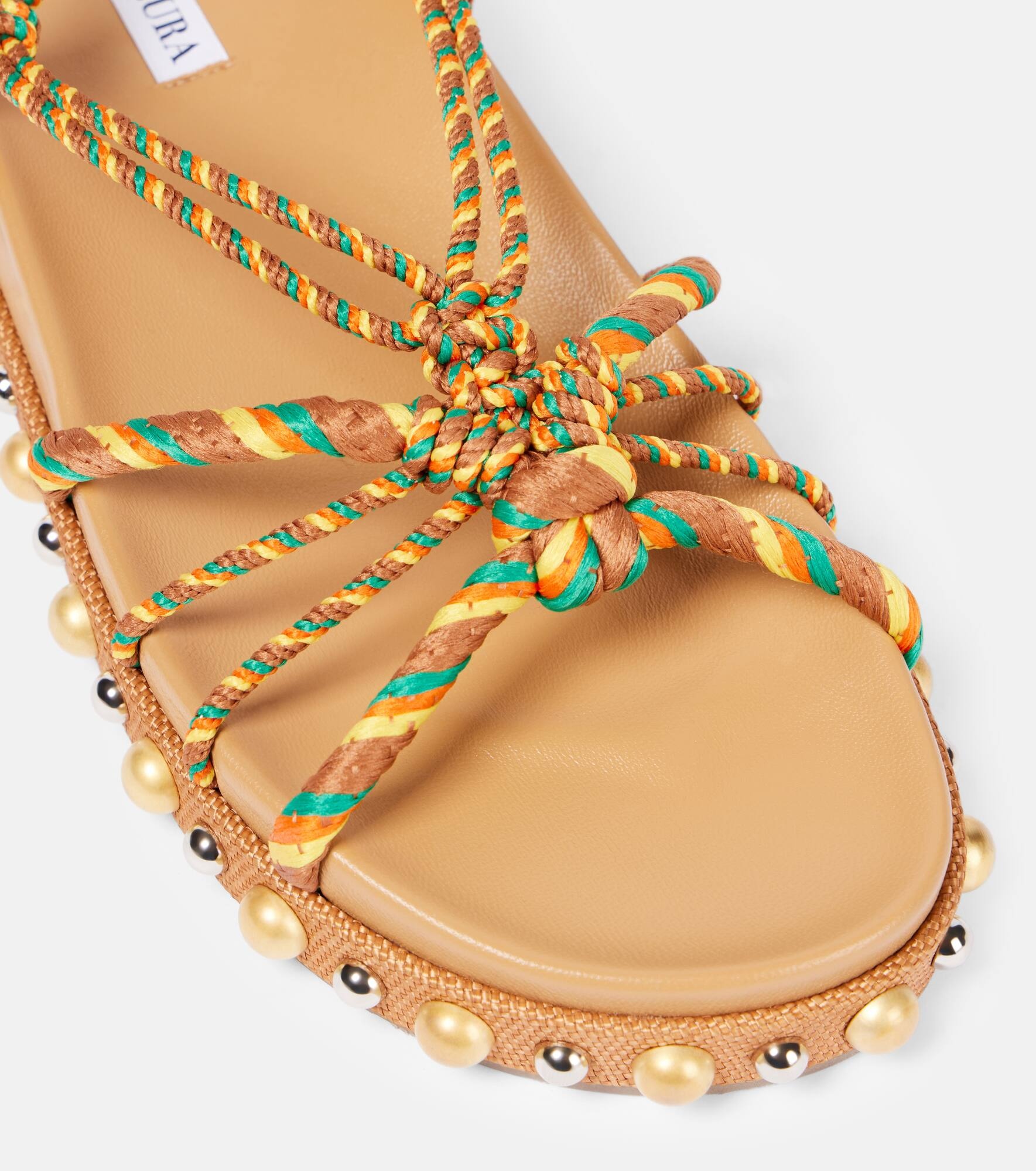Tropical Rope embellished raffia sandals - 5