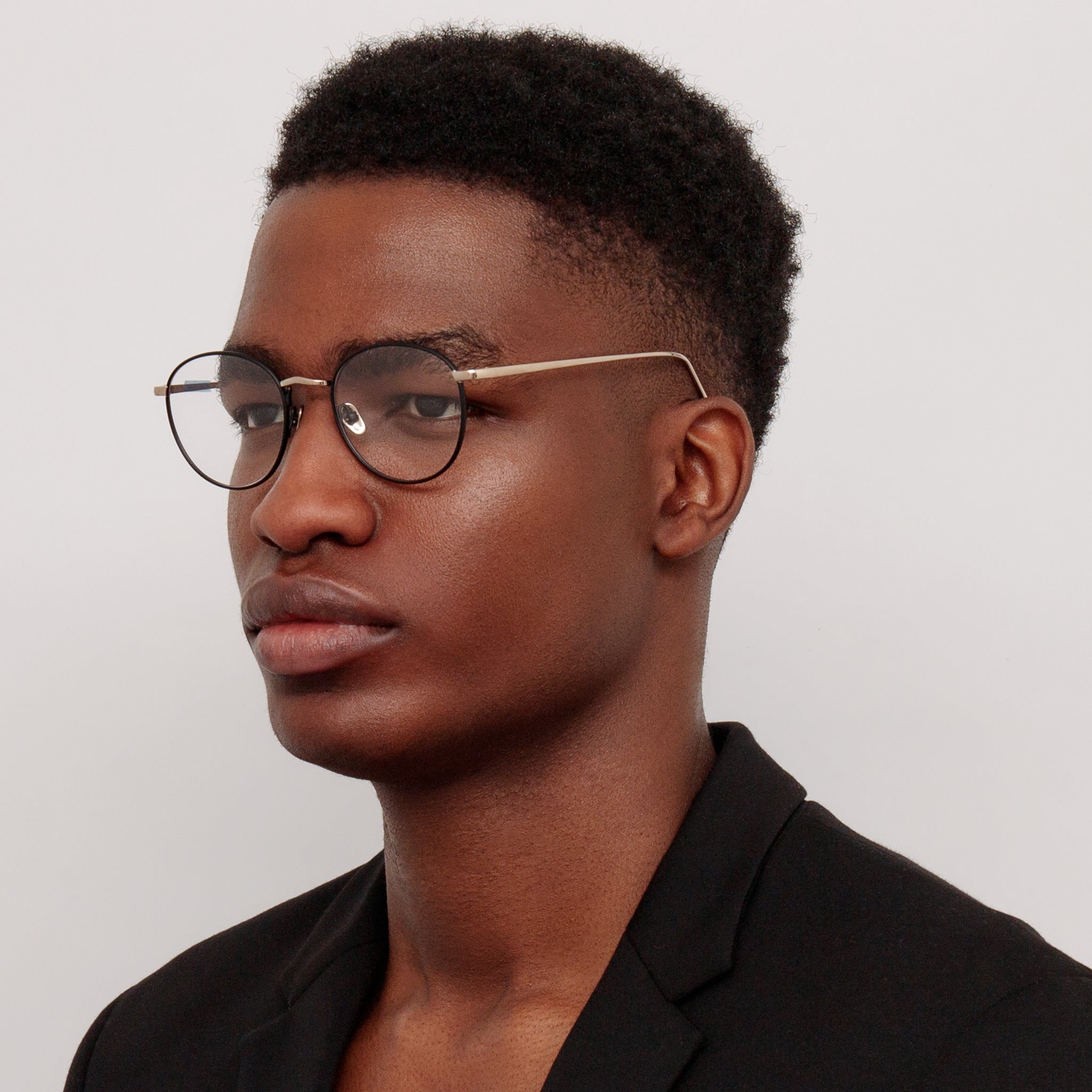 Harrison Optical Frame in Black and Light Gold - 3