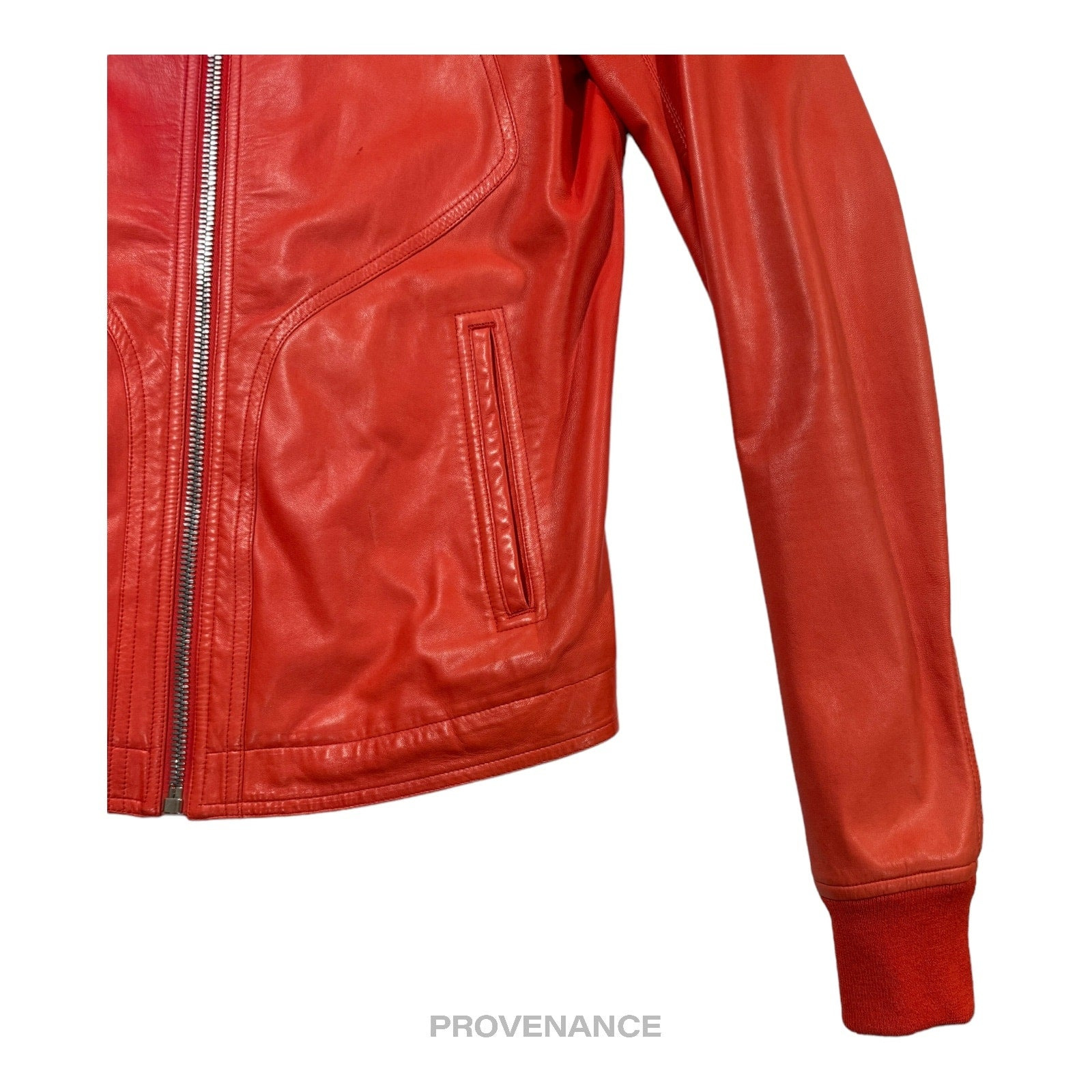 Rick Owens Walrus Intarsia Leather Jacket - 50 Red - 4