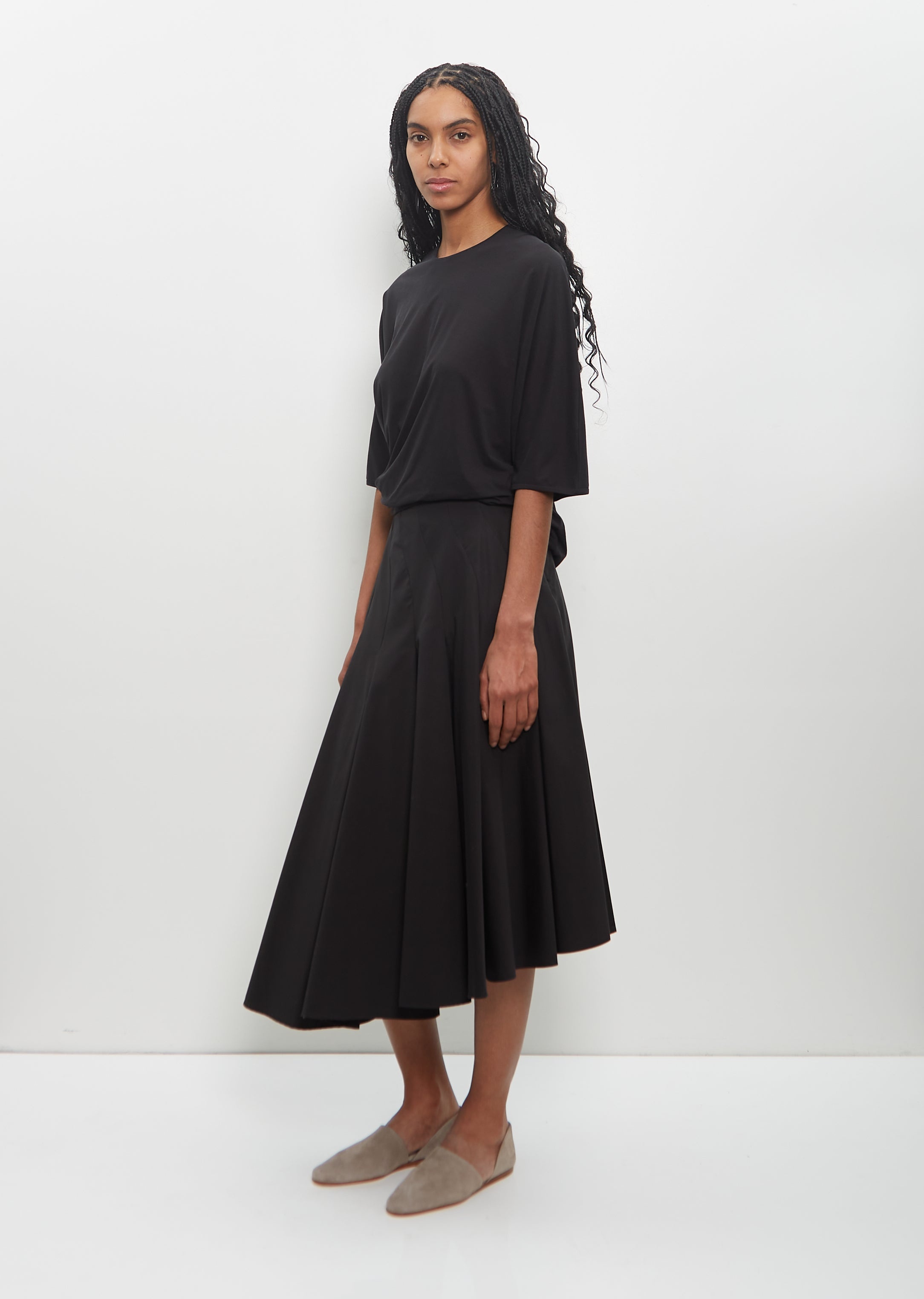 Cotton Rio Asymmetrical Pleated Midi Skirt - 4