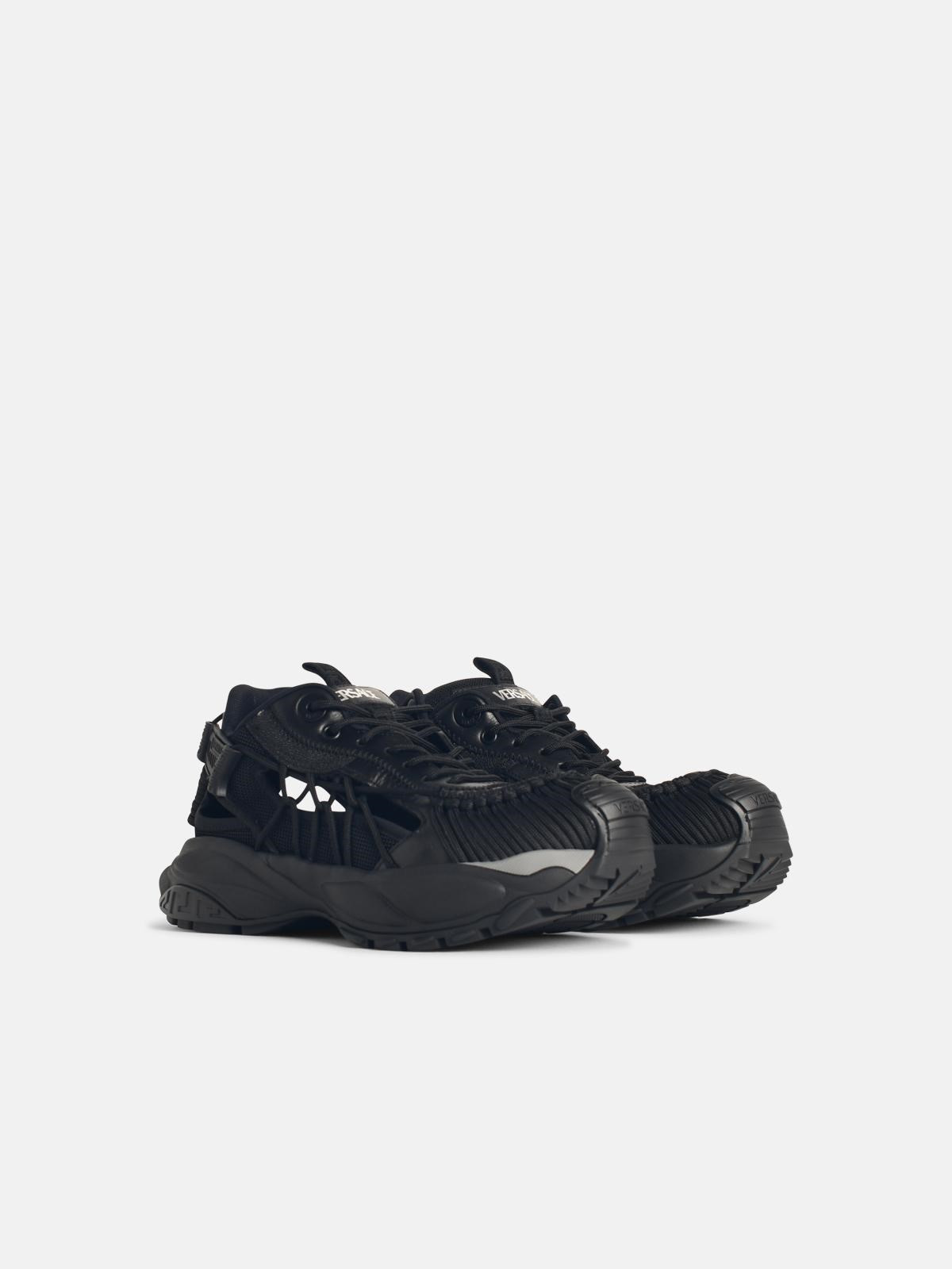 'MERCURY' BLACK LEATHER BLEND SNEAKERS - 2