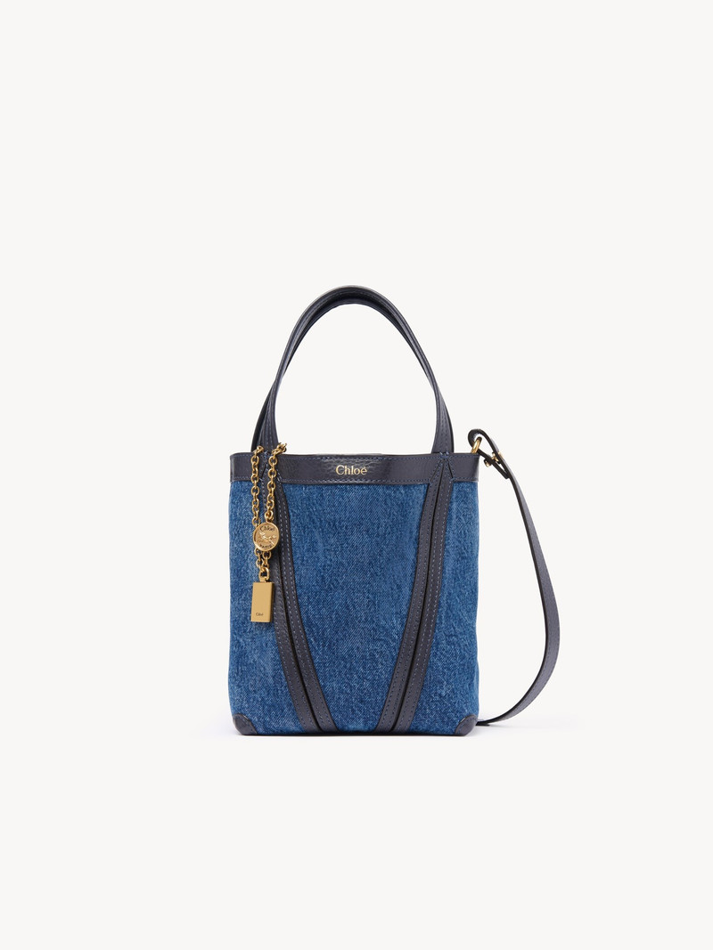 Chloé SMALL CHLOÉ SPIN TOTE BAG IN DENIM outlook