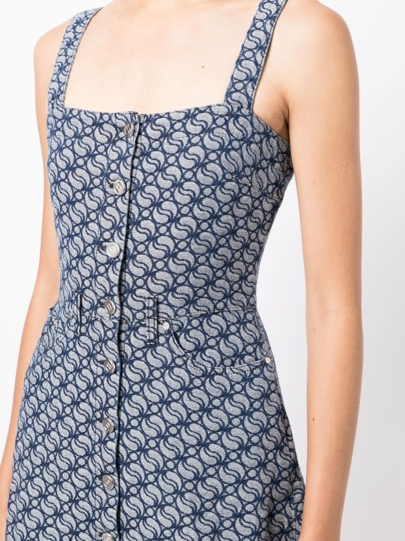 jacquard-logo denim dress - 5