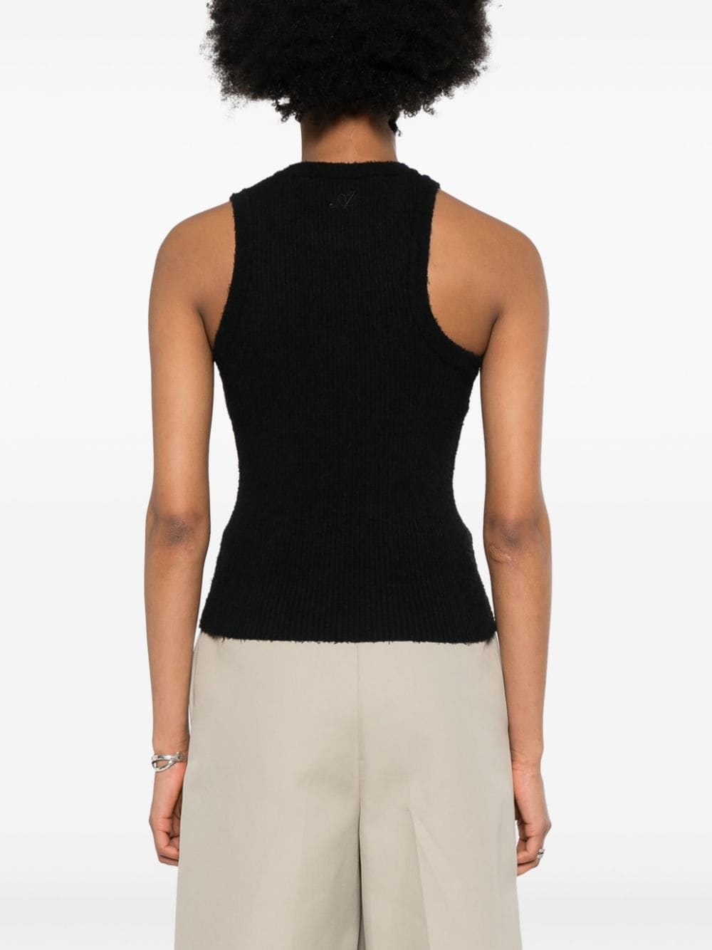 ribbed-knit asymmetric tank top - 4