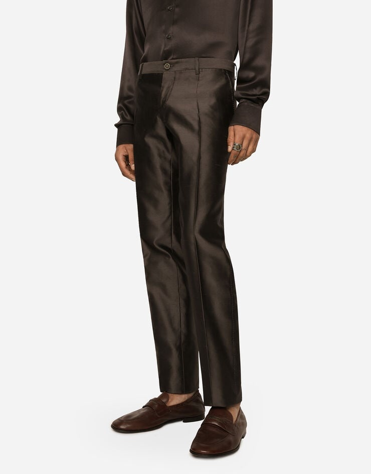Shantung silk double-breasted Sicilia-fit suit - 7