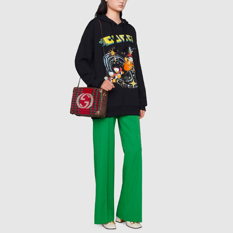 (WMNS) Gucci x Disney Joint SS21 Cartoon Donald Duck Printed Hoodie For Black 615061-XJDC6-1043 - 6
