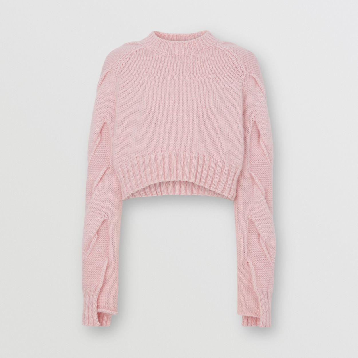 Cable Knit Cashmere Blend Cropped Sweater - 1