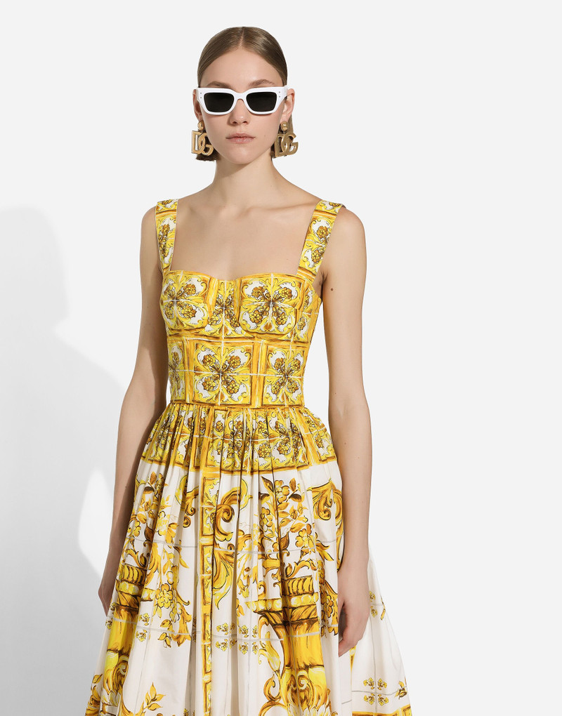 Midi corset dress in cotton poplin with majolica print 4