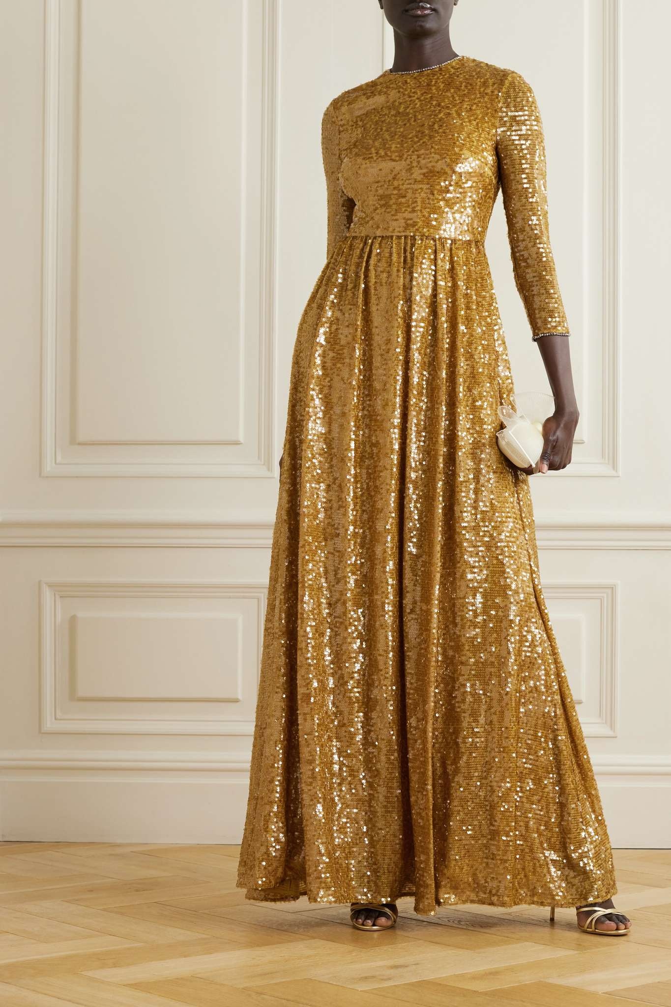 Crystal-embellished sequined chiffon gown - 2