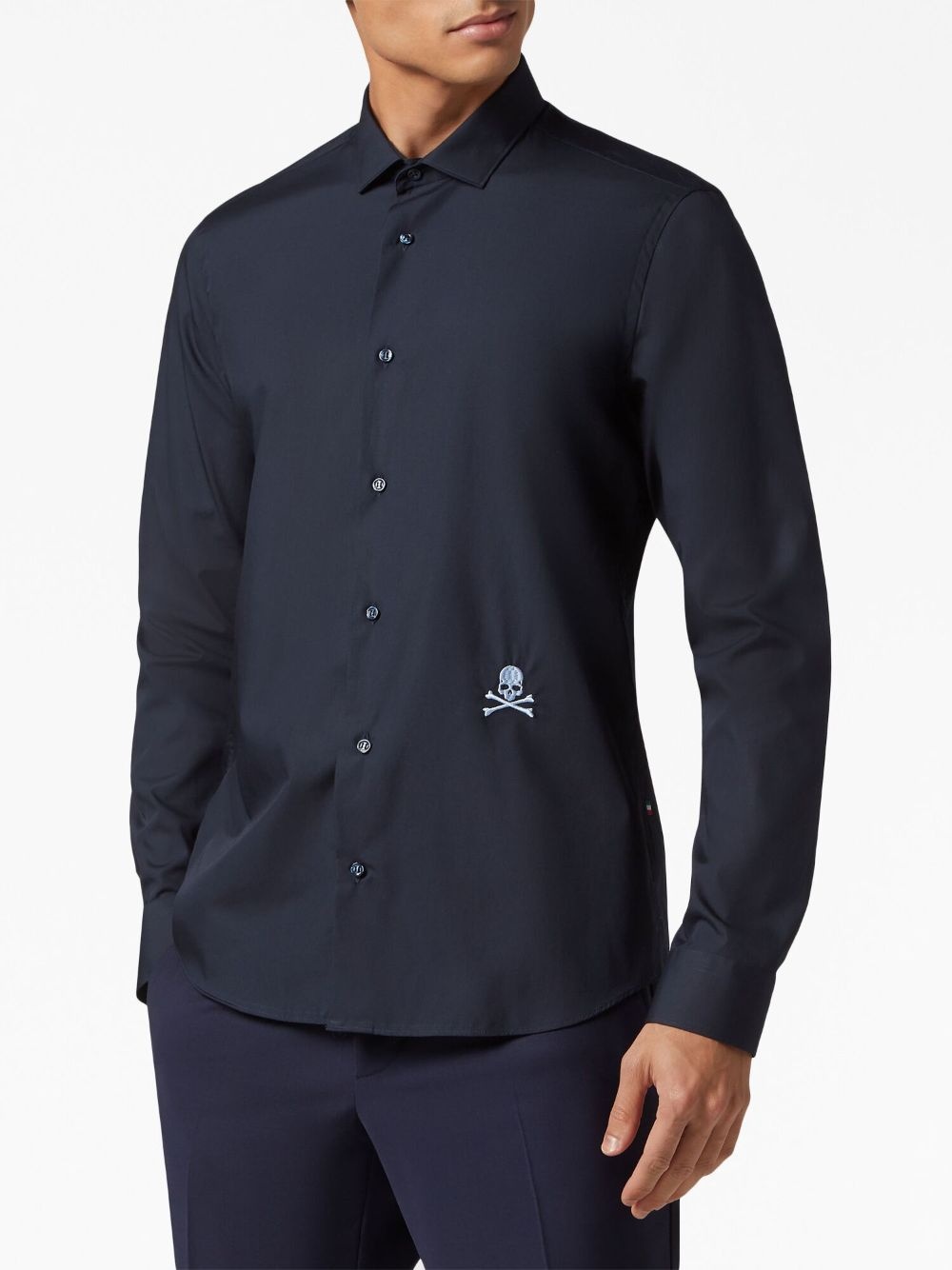 logo-embroidered cotton shirt - 3