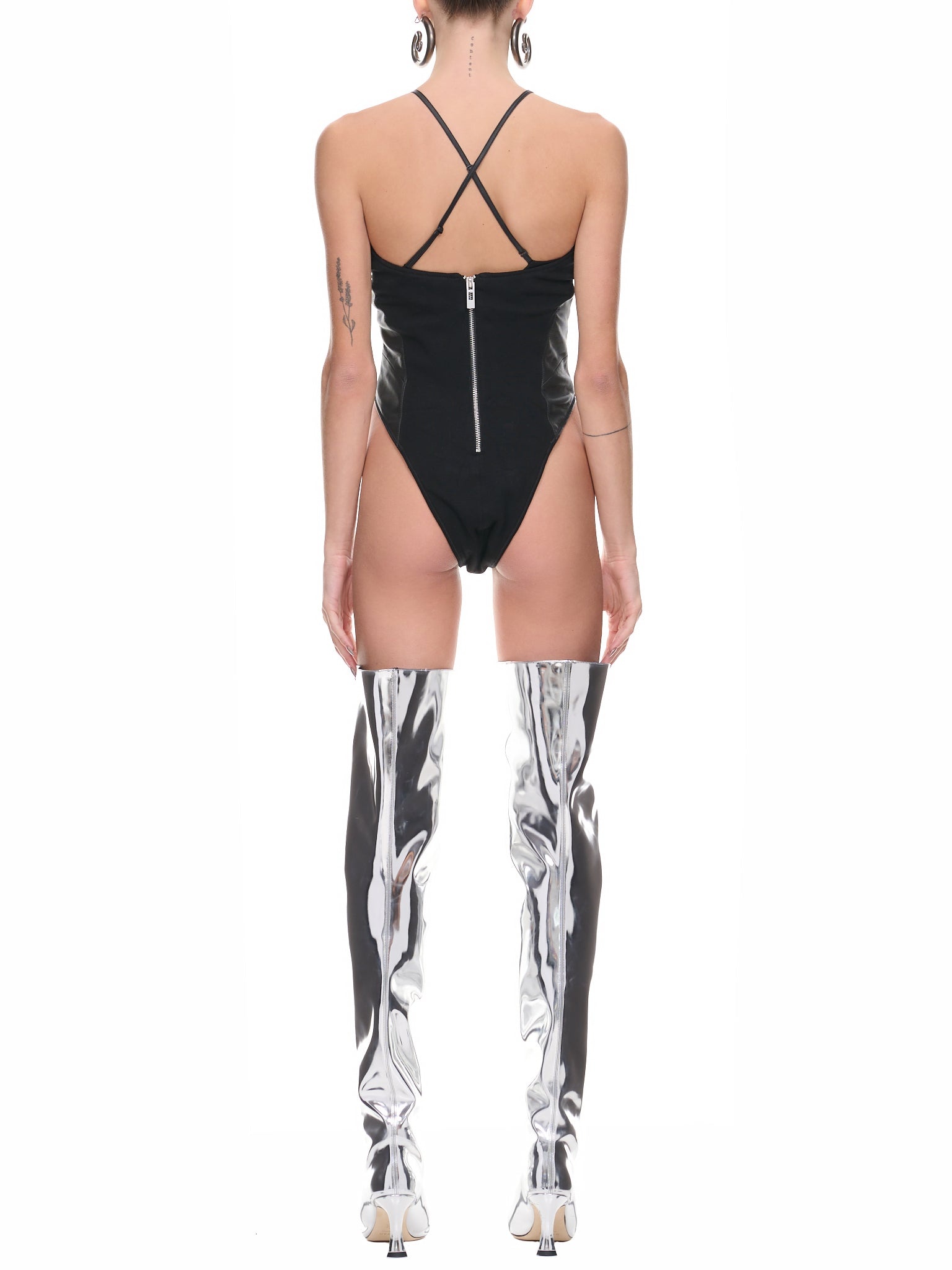 Cut-Out Leather Bodysuit - 3