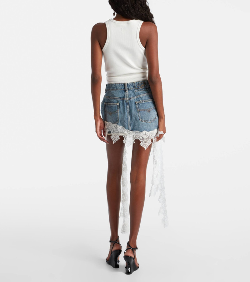 Lace-trimmed denim miniskirt 3