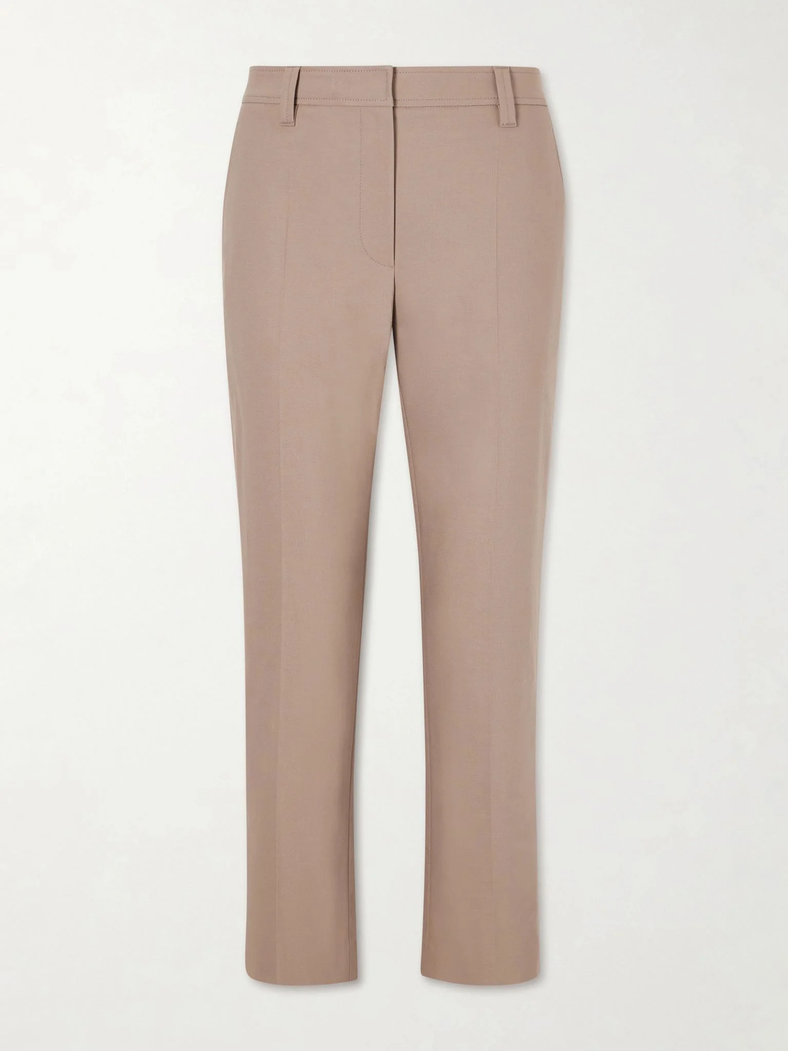 Cropped stretch-cotton slim-leg pants Beige - 1