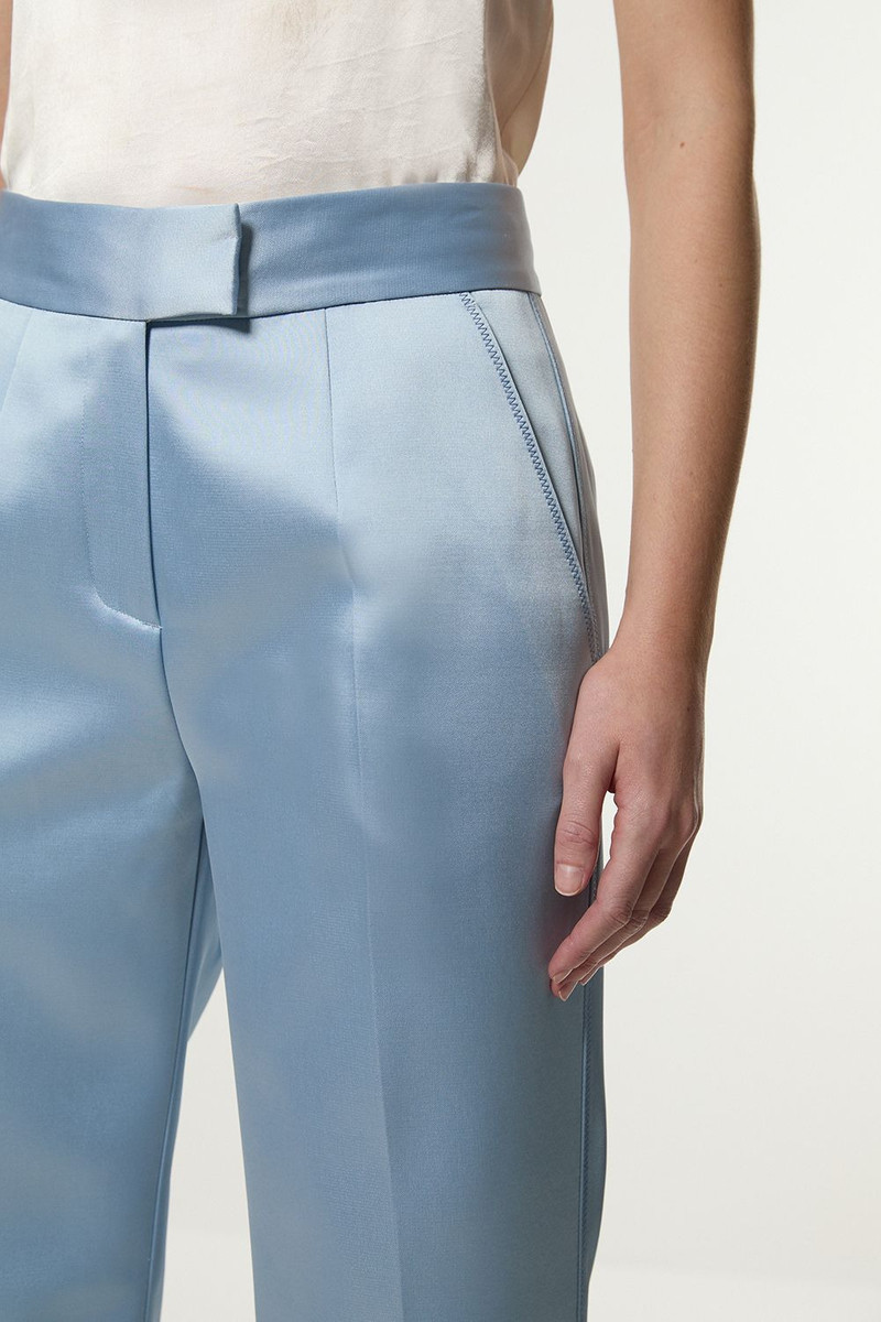 Structured Viscose Satin Stitch Detail Tailored Kickflare Trouser 3