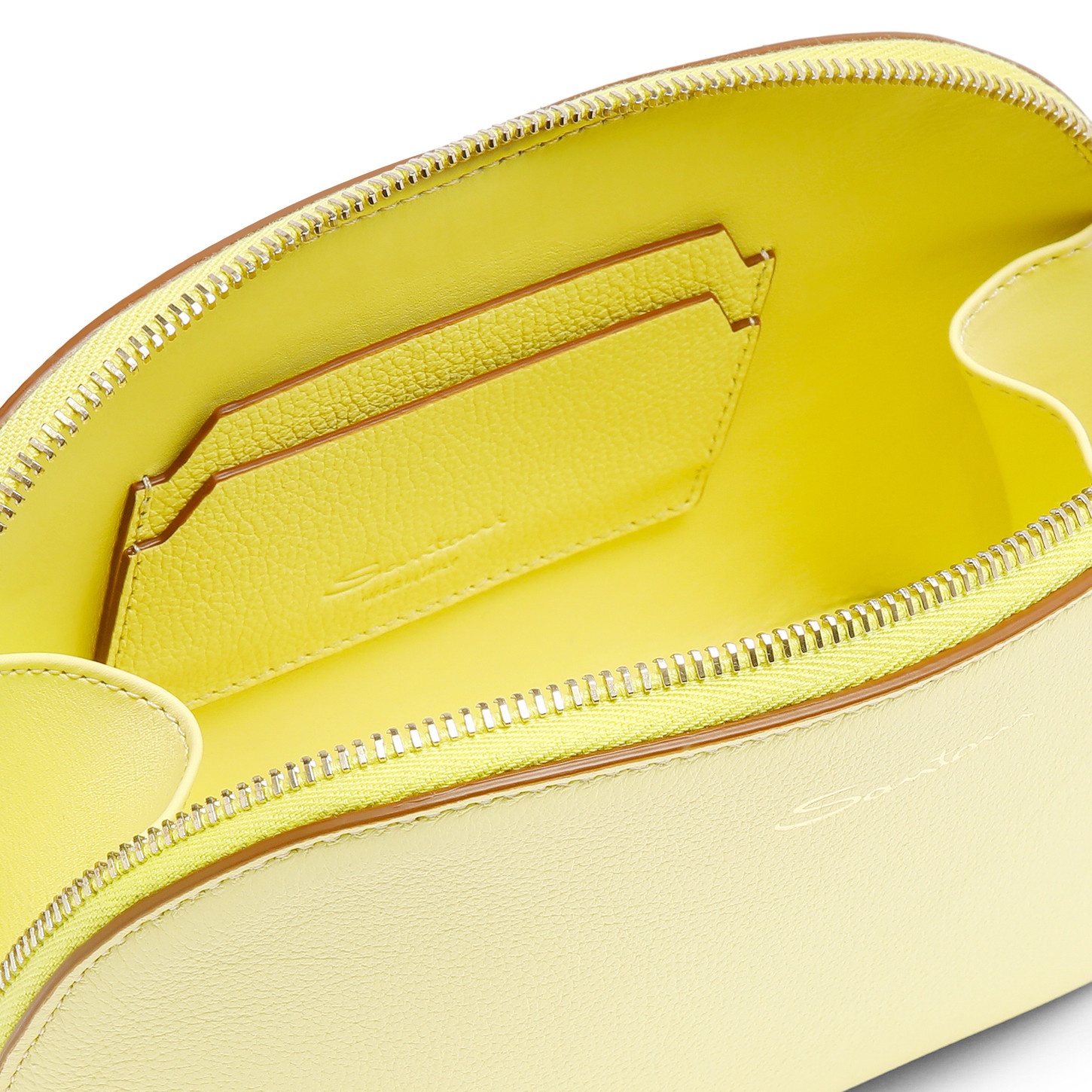 Yellow tumbled leather pouch - 2