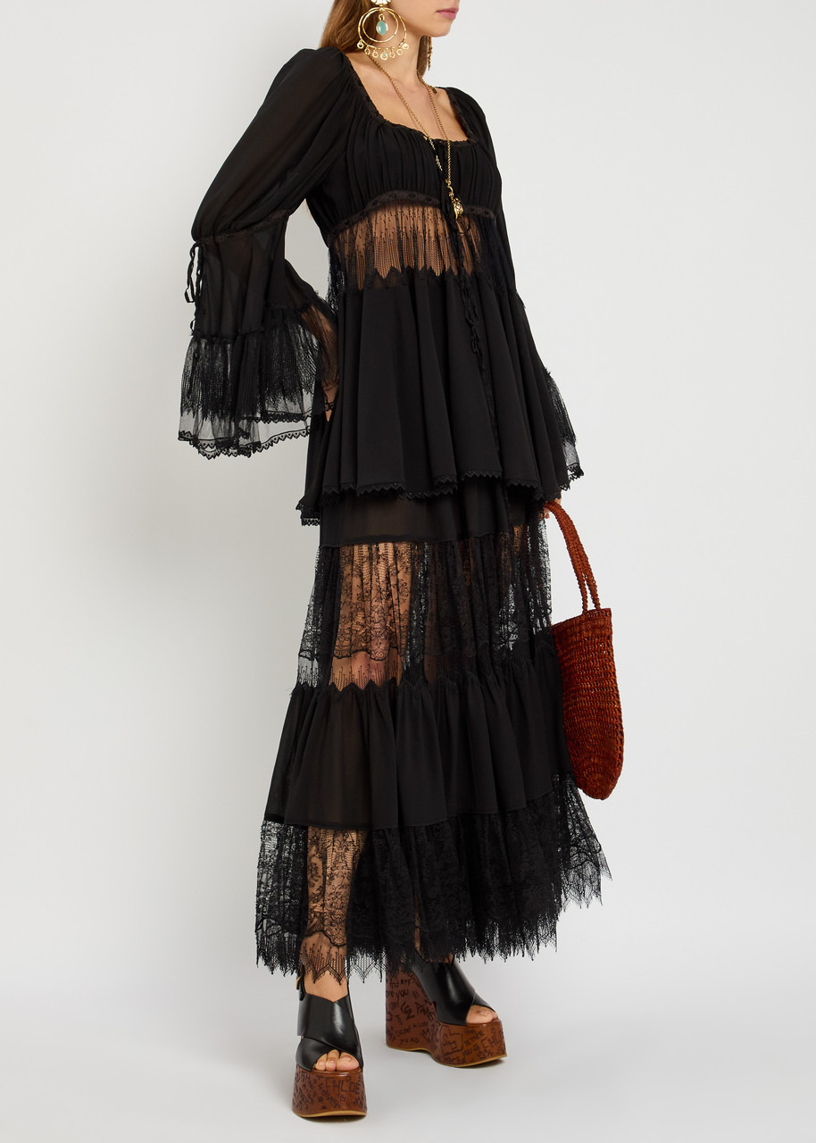 Chloe Lace-embellished Silk-chiffon Blouse - 4