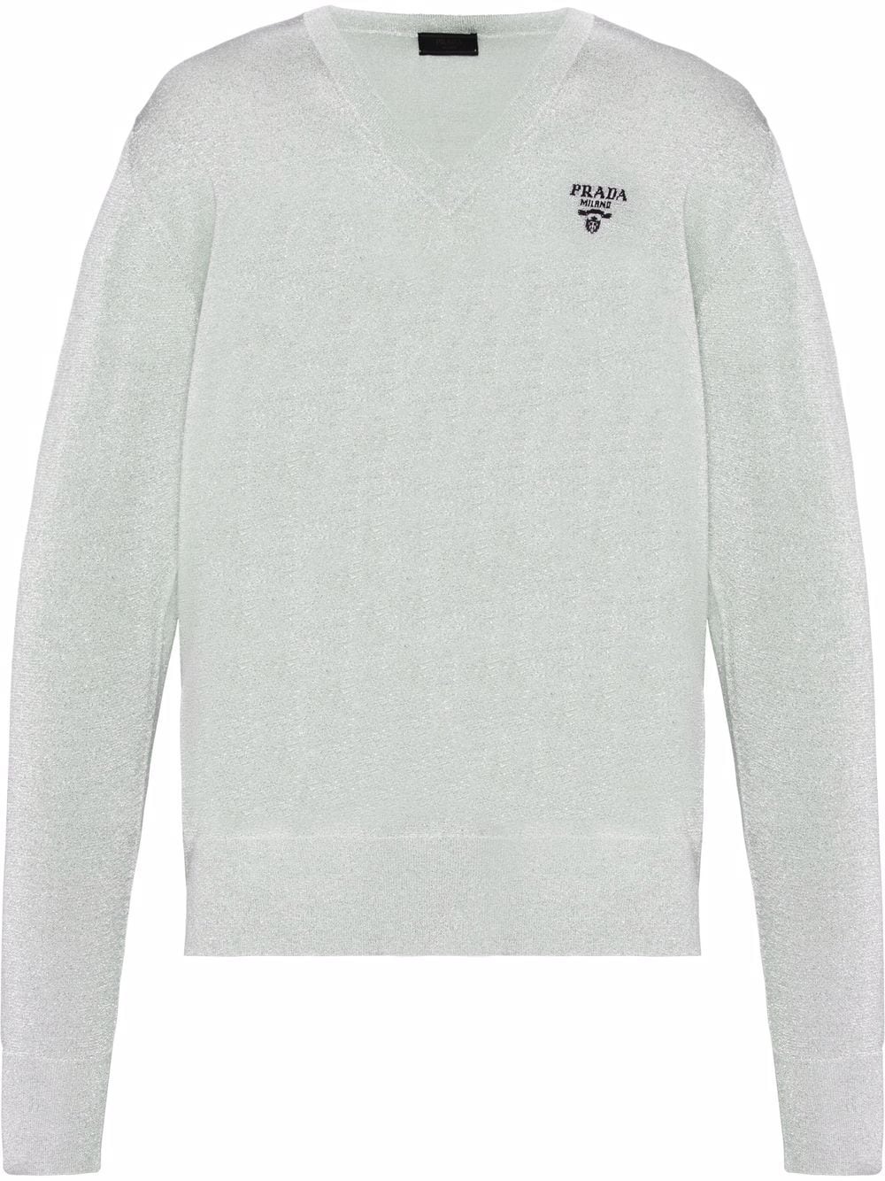 logo jacquard V-neck jumper - 1