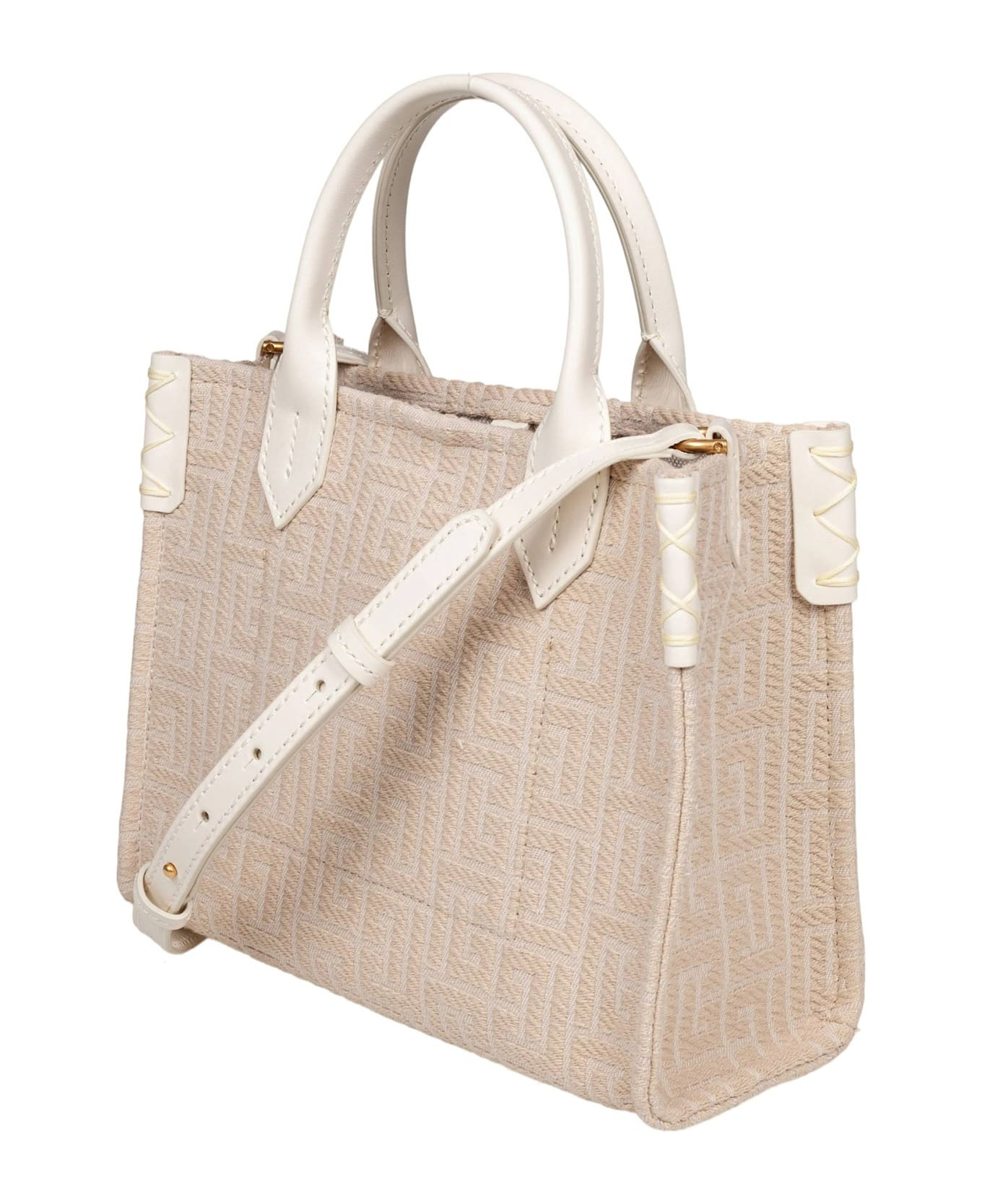 Balmain Small B-army Jacquard Canvas Tote Bag, Natural Color - 3
