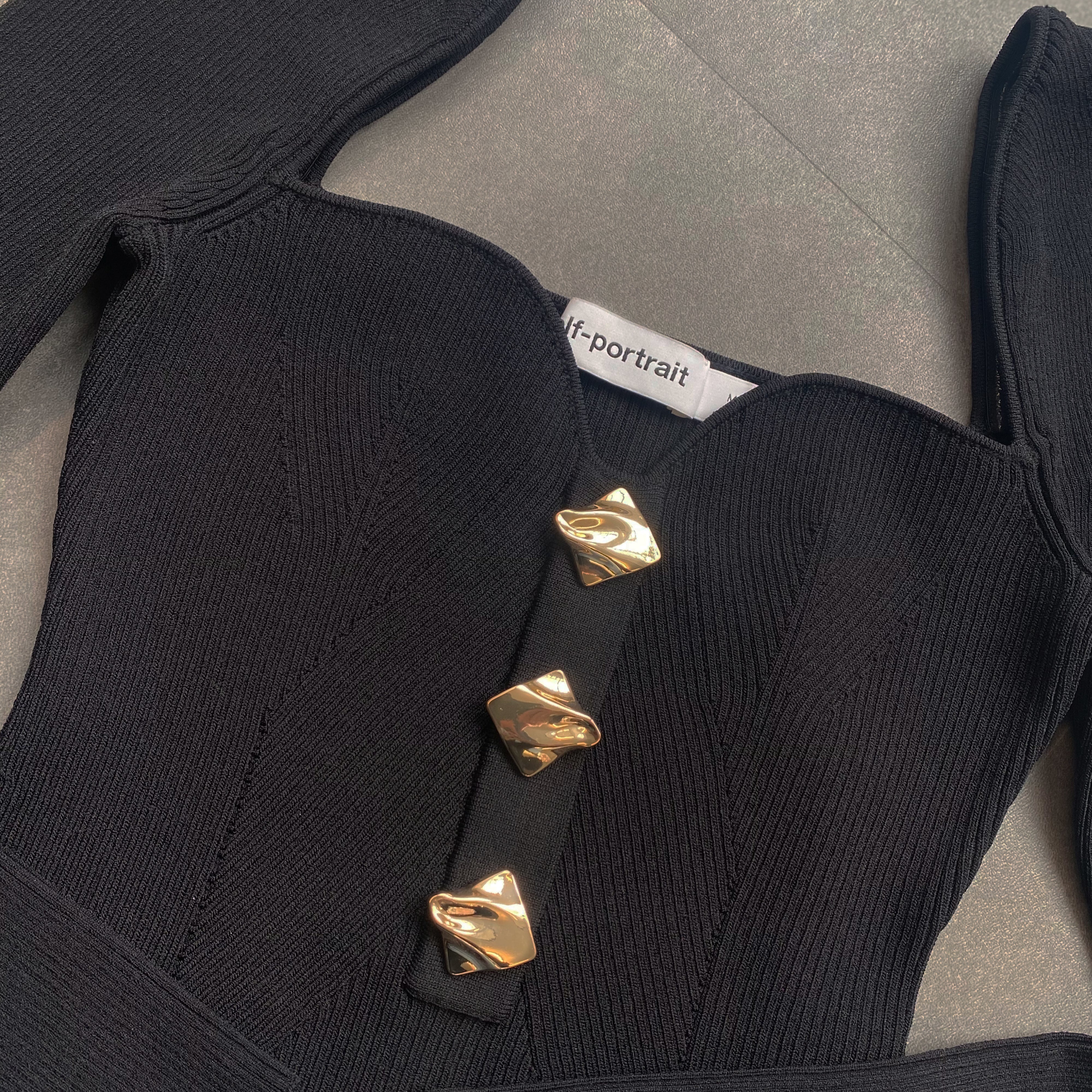Black Long Sleeve Ribbed Knit Top - 4