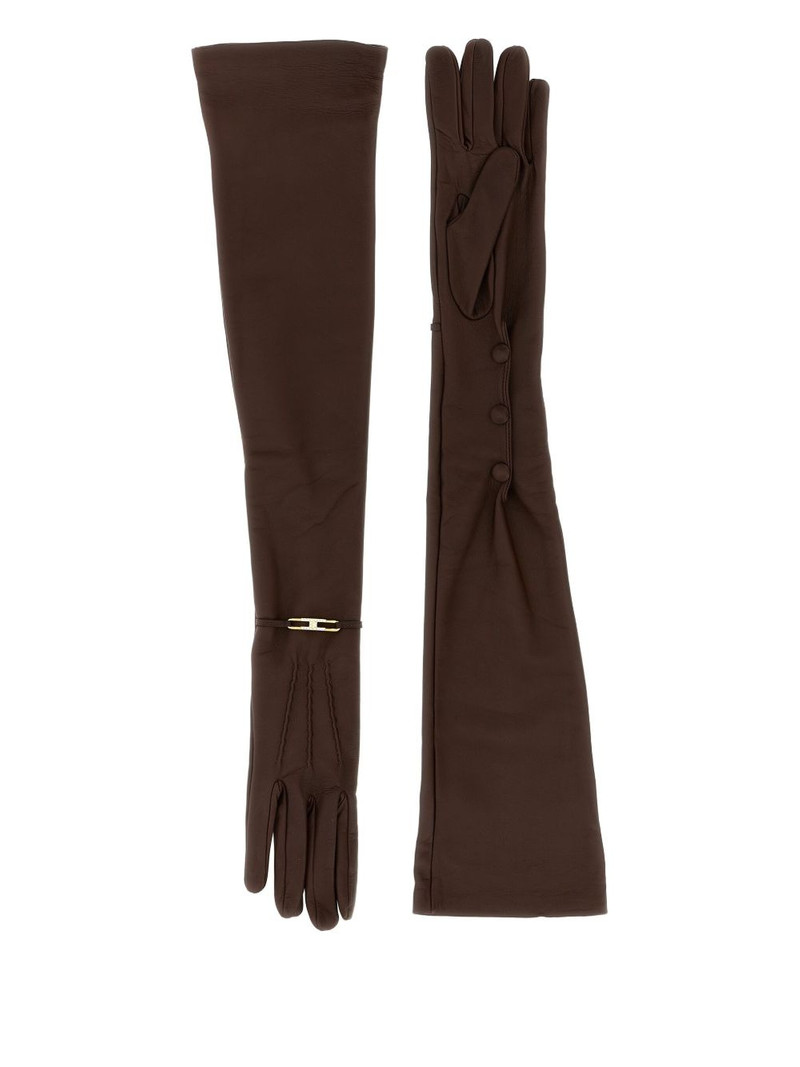 ELISABETTA FRANCHI logo-plaque leather gloves outlook
